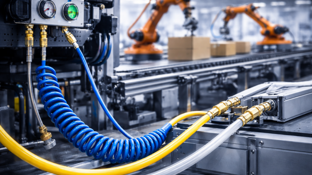 Rodoar de caminhão e mangueiras pneumáticas